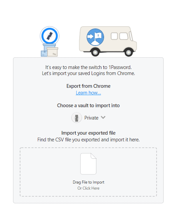 1password import password from chrome